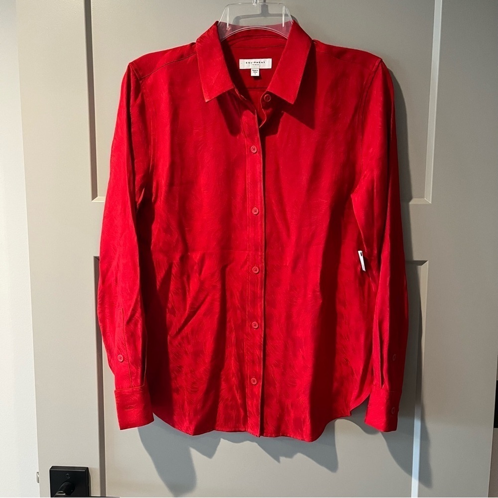 NWT Equipment Size Small Red Button Down Long Sleeve Blouse